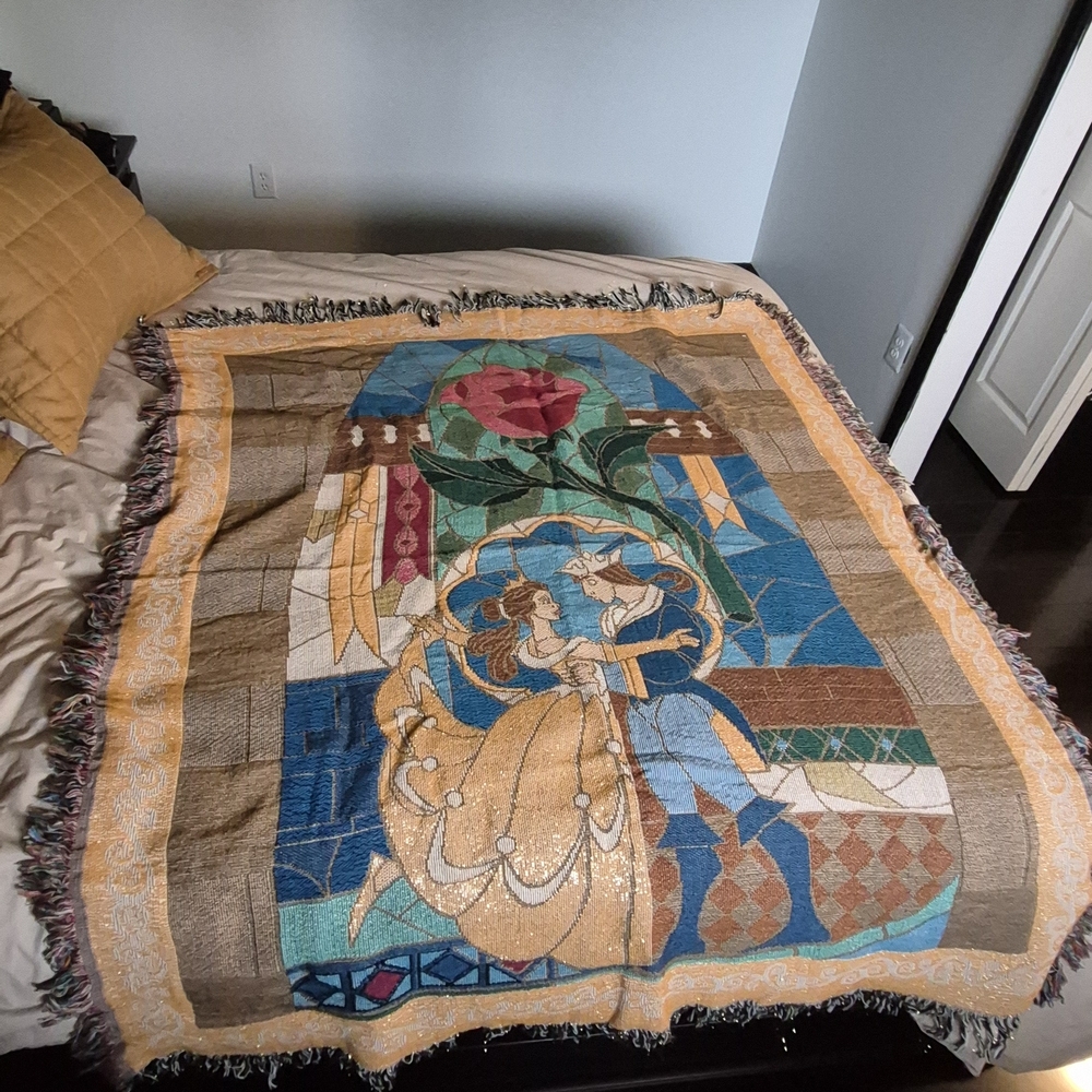 Disney Parks Belle & Beast Woven Tapestry